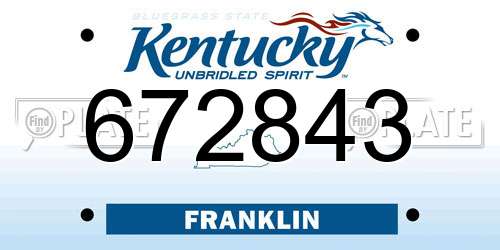 672843 Kentucky License Plate