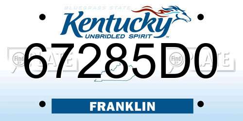 67285D0 Kentucky License Plate