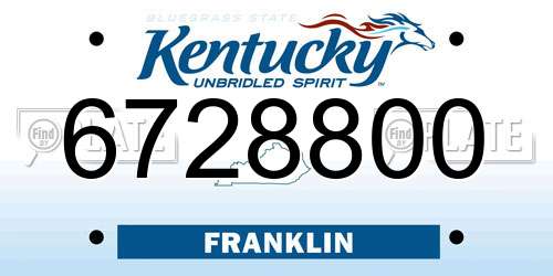 6728800 Kentucky License Plate