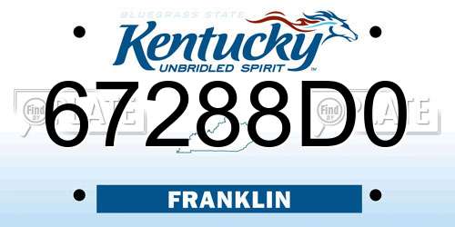 67288D0 Kentucky License Plate
