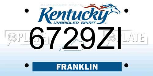 6729ZI Kentucky License Plate