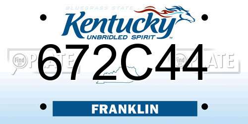 672C44 Kentucky License Plate