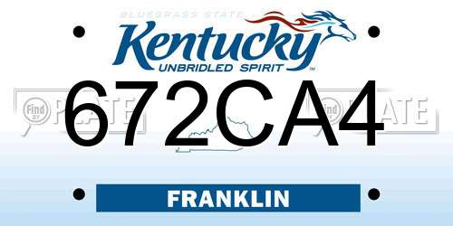 672CA4 Kentucky License Plate