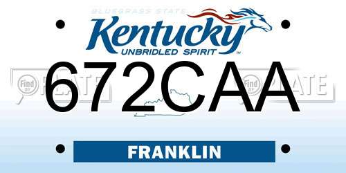 672CAA Kentucky License Plate
