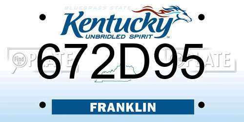 672D95 Kentucky License Plate