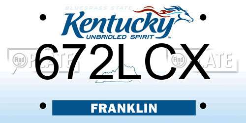 672LCX Kentucky License Plate