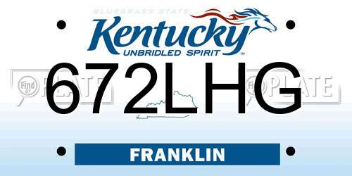 672LHG Kentucky License Plate