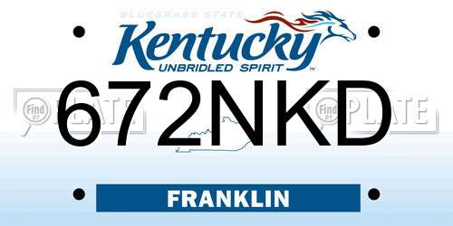 672NKD Kentucky License Plate