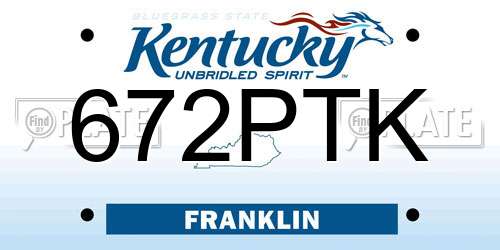 672PTK Kentucky License Plate
