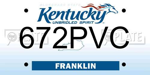 672PVC Kentucky License Plate