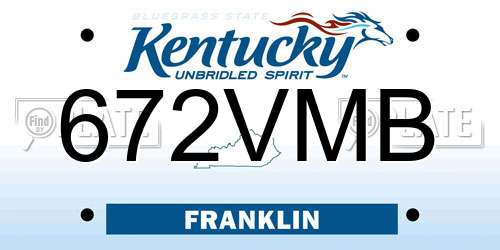 672VMB Kentucky License Plate
