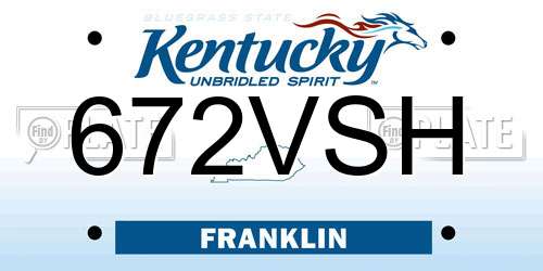672VSH Kentucky License Plate