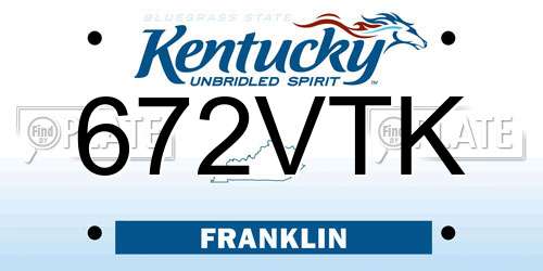 672VTK Kentucky License Plate