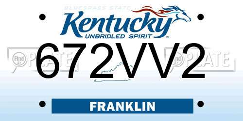 672VV2 Kentucky License Plate