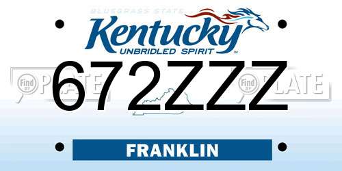672ZZZ Kentucky License Plate