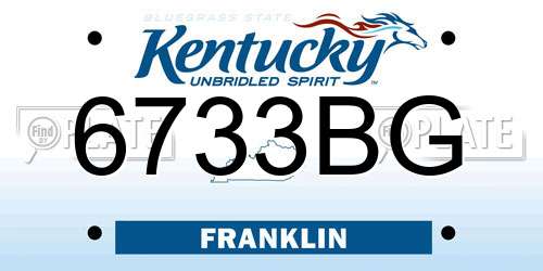 6733BG Kentucky License Plate