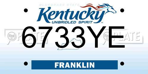 6733YE Kentucky License Plate