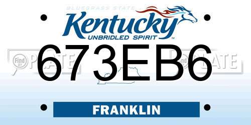 673EB6 Kentucky License Plate