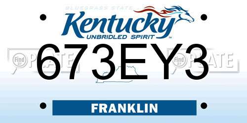 673EY3 Kentucky License Plate
