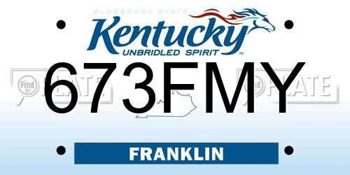 673FMY Kentucky License Plate