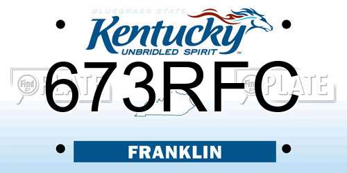 673RFC Kentucky License Plate