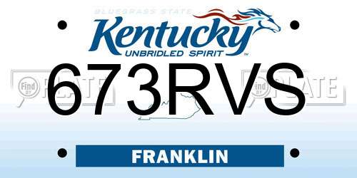 673RVS Kentucky License Plate