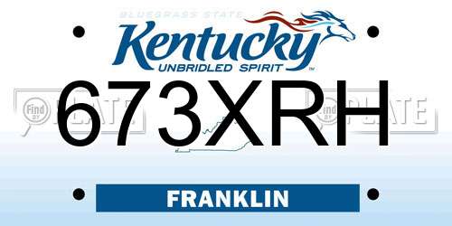 673XRH Kentucky License Plate