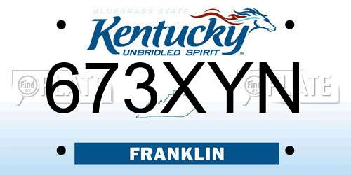 673XYN Kentucky License Plate