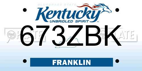 673ZBK Kentucky License Plate