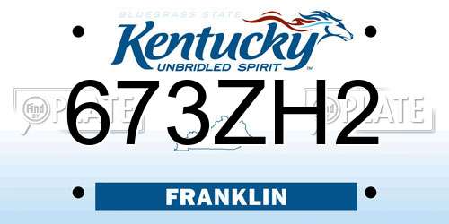 673ZH2 Kentucky License Plate