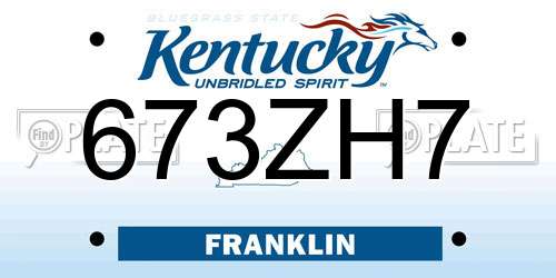 673ZH7 Kentucky License Plate