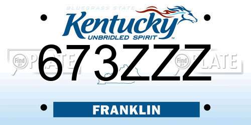673ZZZ Kentucky License Plate