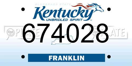 674028 Kentucky License Plate