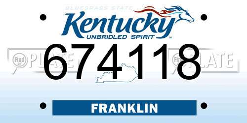 674118 Kentucky License Plate