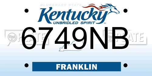 6749NB Kentucky License Plate