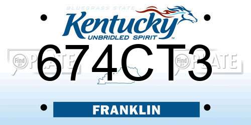 674CT3 Kentucky License Plate