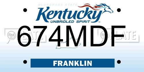 674MDF Kentucky License Plate