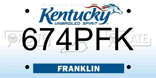 674PFK Kentucky License Plate