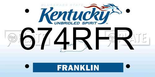 674RFR Kentucky License Plate