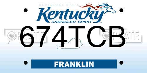 674TCB Kentucky License Plate