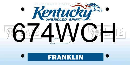 674WCH Kentucky License Plate