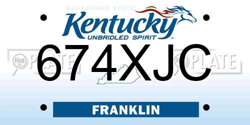 674XJC Kentucky License Plate