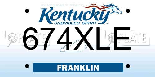 674XLE Kentucky License Plate