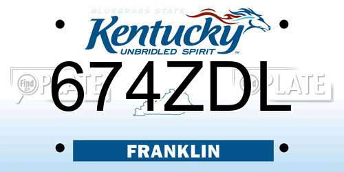 674ZDL Kentucky License Plate
