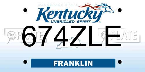 674ZLE Kentucky License Plate