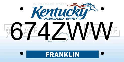 674ZWW Kentucky License Plate