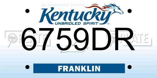 6759DR Kentucky License Plate