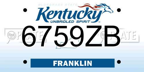 6759ZB Kentucky License Plate