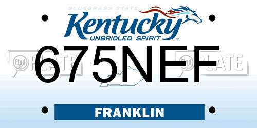 675NEF Kentucky License Plate