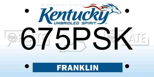 675PSK Kentucky License Plate